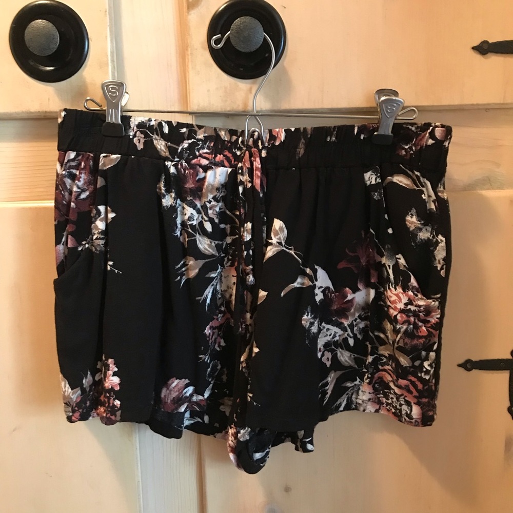 Black a Floral Shorts